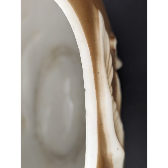 Antique Phoenix Glass Pillow Vase Cream White 3D Geese Swans Flying - Picture 8 of 12